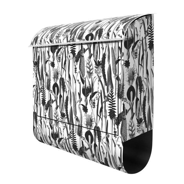 Letterboxes black Tropical Luxury Pattern Black And White