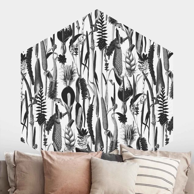 Kitchen Tropical Luxury Pattern Black And White