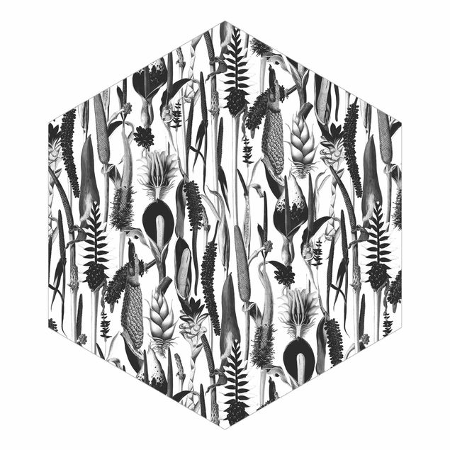 Peel and stick wallpaper Tropical Luxury Pattern Black And White