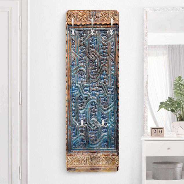 Wooden wall mounted coat rack Door With Moroccan Carving