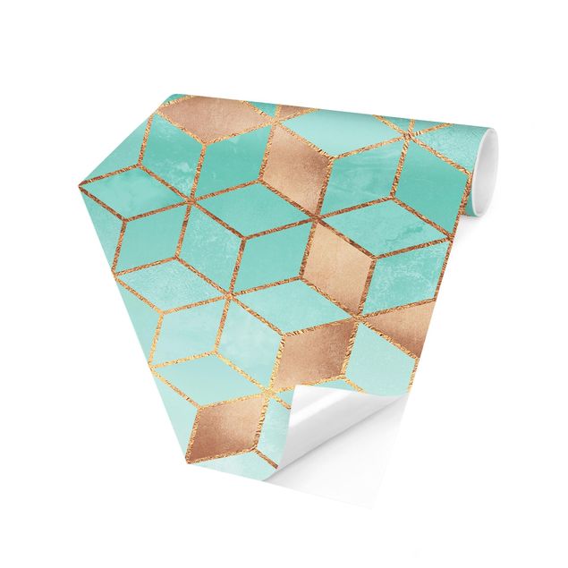 Wallpapers 3d Turquoise White Golden Geometry