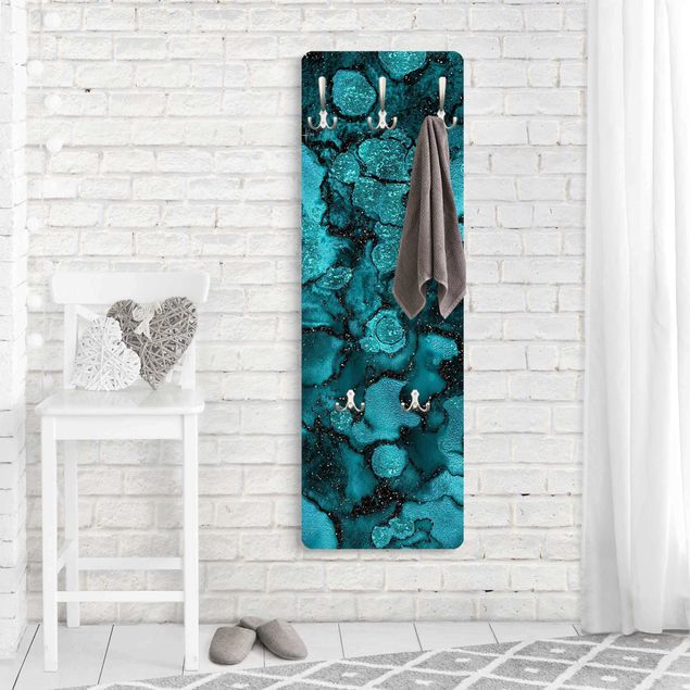 Wall coat hanger Turquoise Drop With Glitter