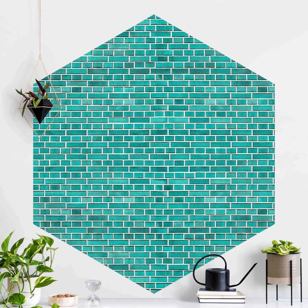 Kitchen Turquoise Brick Wall