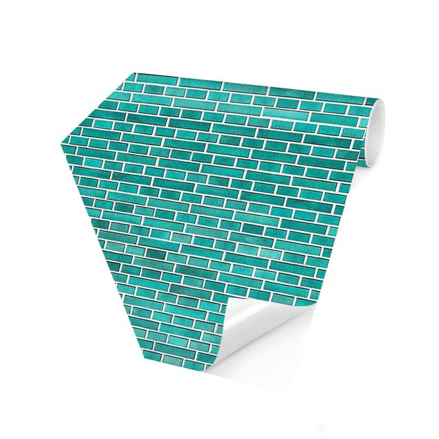 Industrial style wallpaper Turquoise Brick Wall