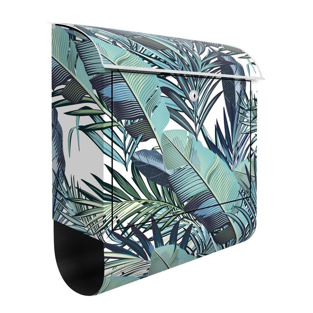 Letterboxes flower Turquoise Leaves Jungle Pattern