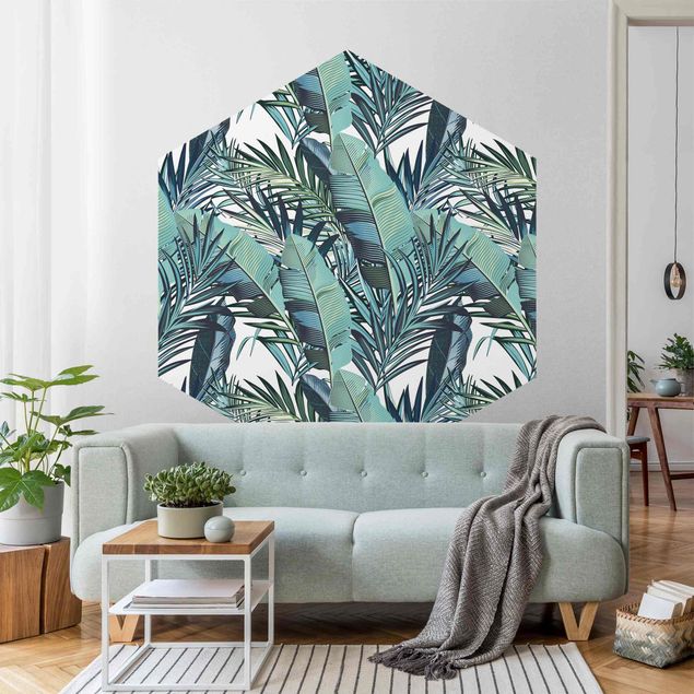 Wallpapers patterns Turquoise Leaves Jungle Pattern