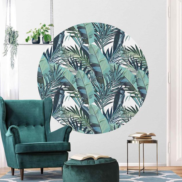Kitchen Turquoise Leaves Jungle Pattern