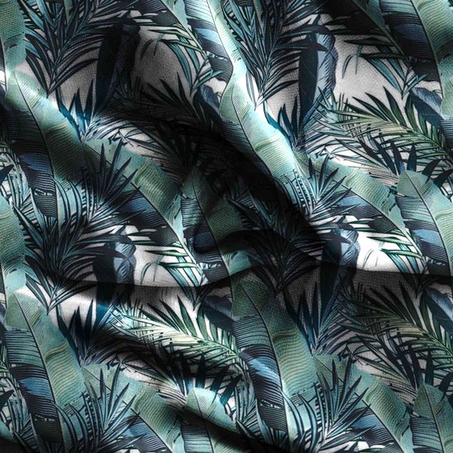 pattern curtains for living room Turquoise Leaves Jungle Pattern