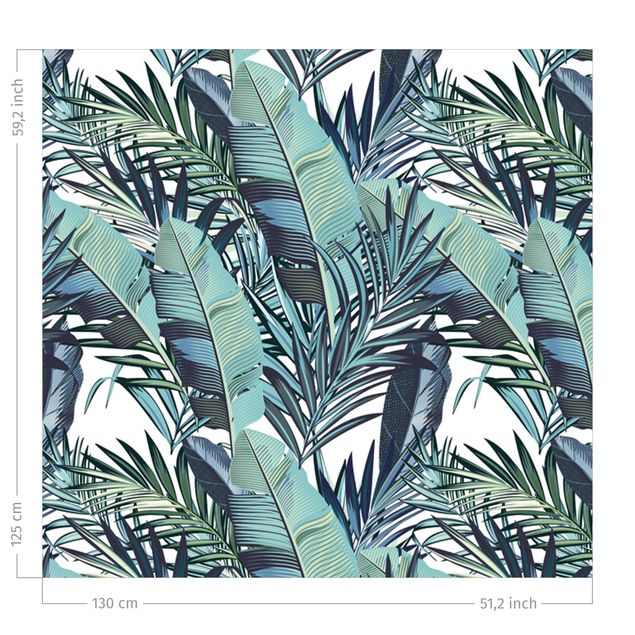 contemporary curtains Turquoise Leaves Jungle Pattern