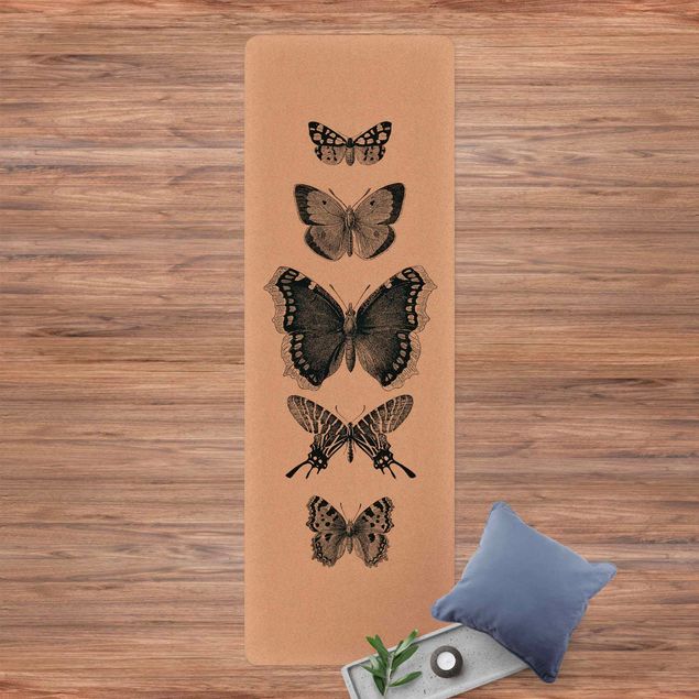 modern area rugs Ink Butterflies On Beige Backdrop