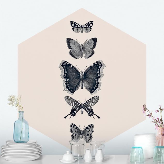 Aesthetic butterfly wallpaper Ink Butterflies On Beige Backdrop