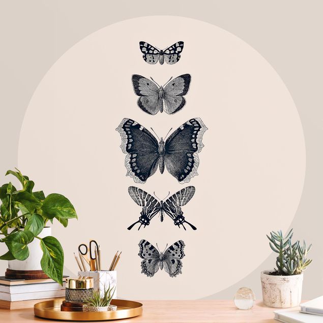Wallpapers butterfly Ink Butterflies On Beige Backdrop