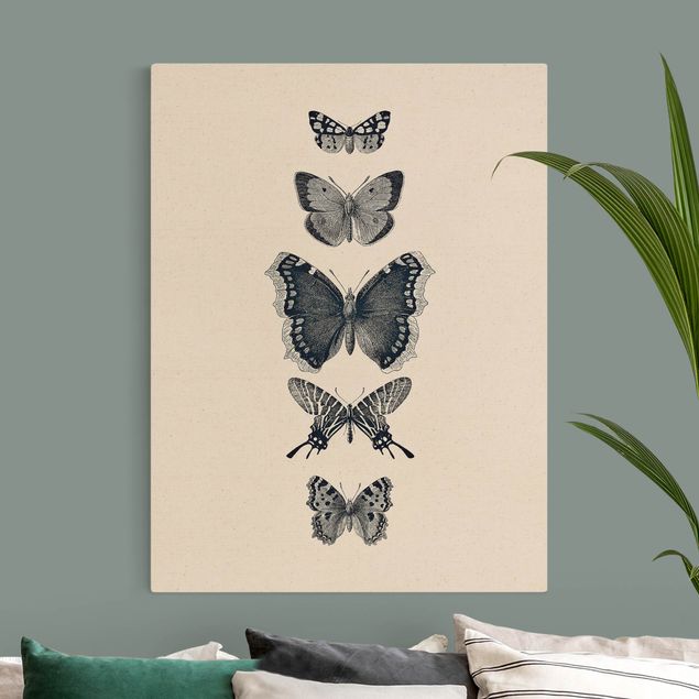 Butterfly art print Ink Butterflies On Beige Backdrop