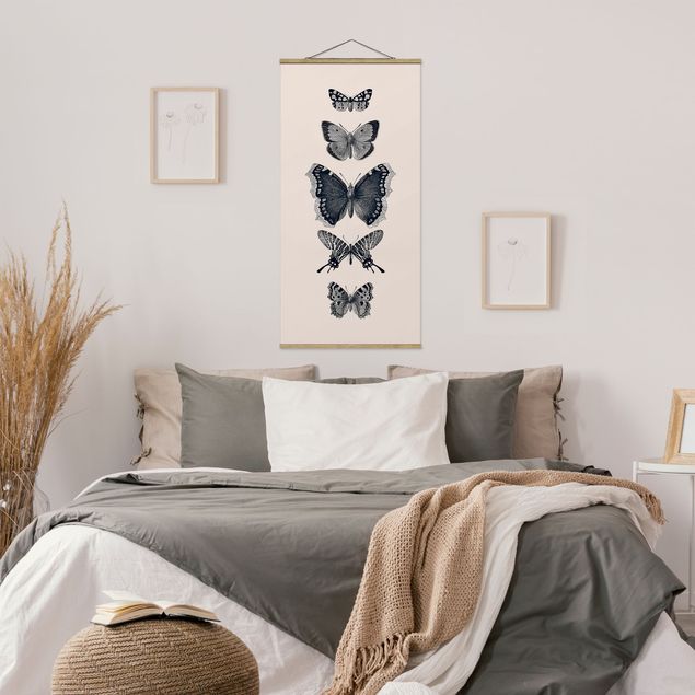 Butterfly art print Ink Butterflies On Beige Backdrop