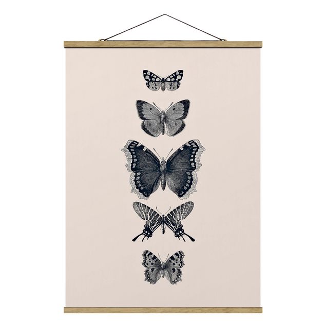 Modern art prints Ink Butterflies On Beige Backdrop