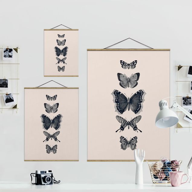 Monika Strigel Art prints Ink Butterflies On Beige Backdrop