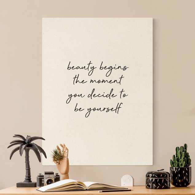 Canvas art Typography Beauty Begins Quote