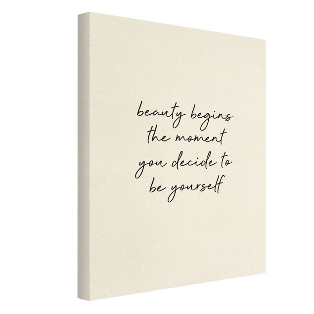 Canvas print gold - Typography Beauty Begins Quote