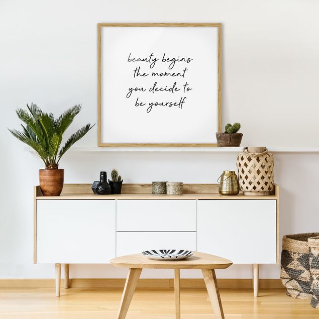 Quote wall art Typography Beauty Begins Quote