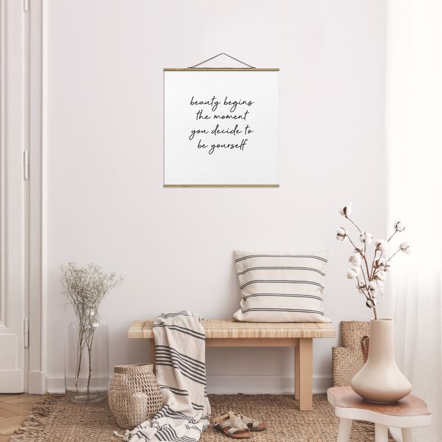 Prints modern Typography Beauty Begins Quote
