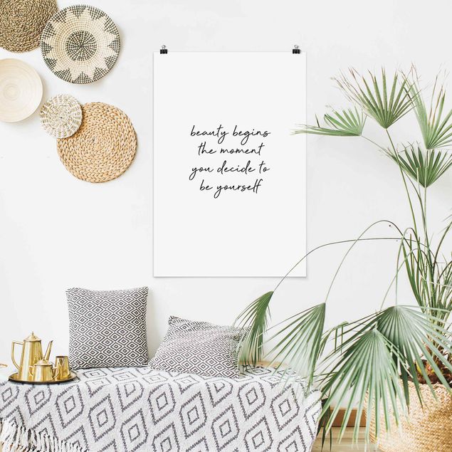 Prints quotes Typography Beauty Begins Quote
