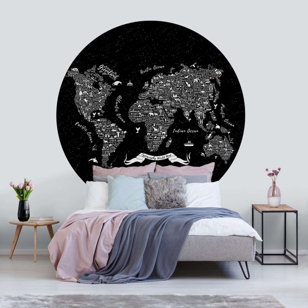 Black and white aesthetic wallpaper Typography World Map Black