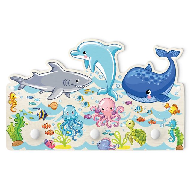 Wall coat rack Underwater World - Fish Set