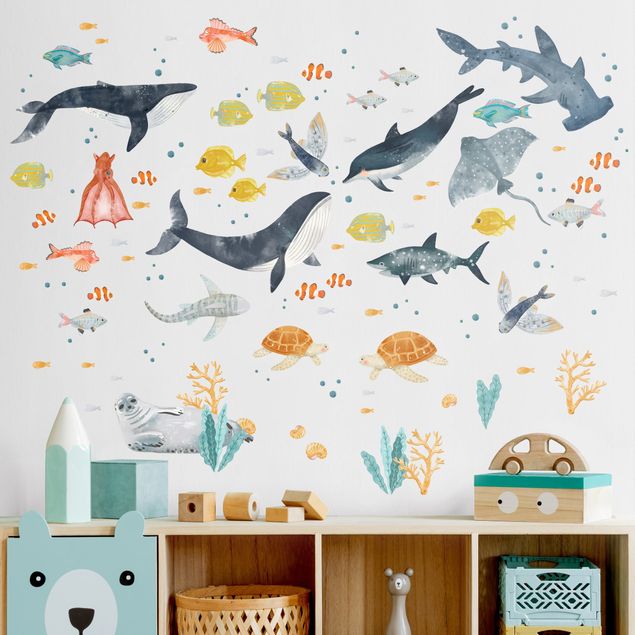 Nursery decoration Underwater world with fishes
