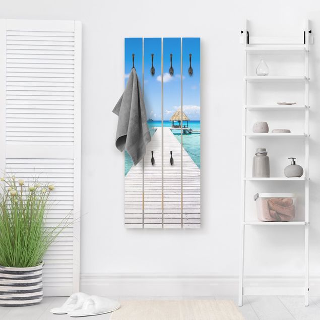 Wall mounted coat rack landscape Tropical Vacation
