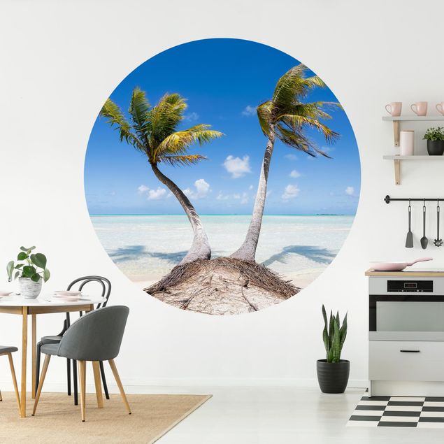 Caribbean beach wallpaper Beneath Palm Trees