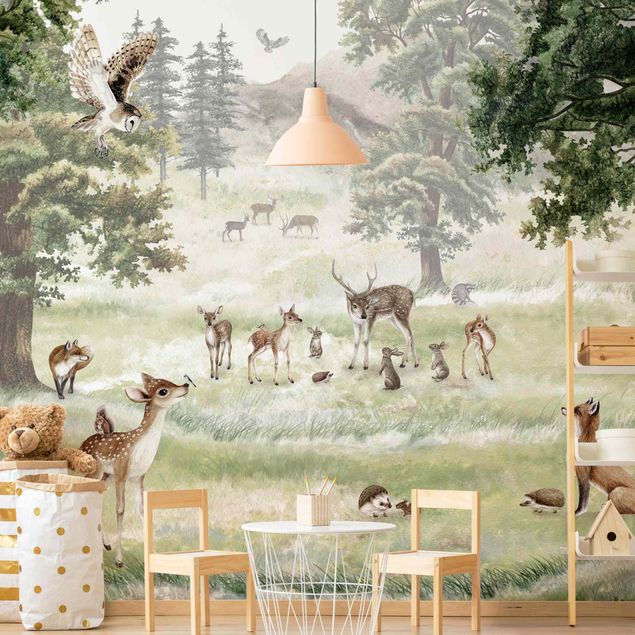 Rainforest wallpaper Gathering of forest animals