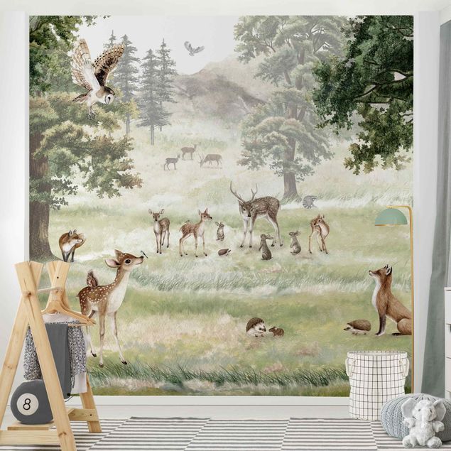 Kids room decor Gathering of forest animals