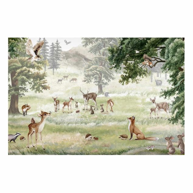 Prints landscape Gathering of forest animals