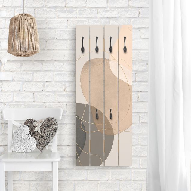 Wall mounted coat rack wood Playful Impression In Beige