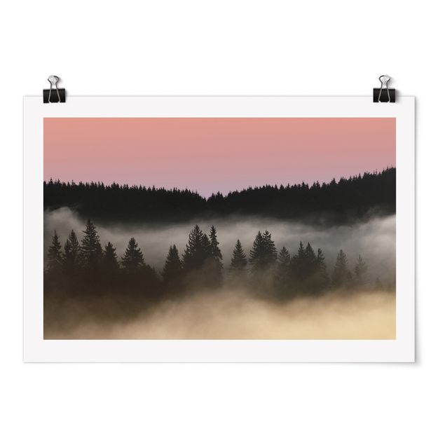 Modern art prints Dreamy Foggy Forest