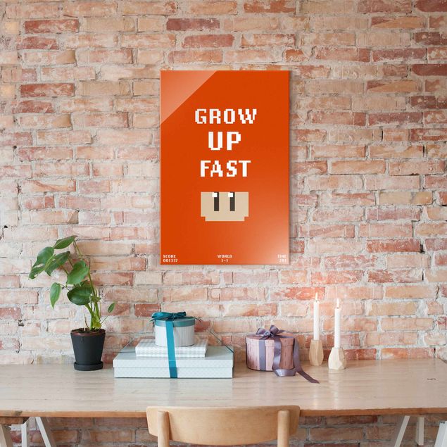 Quote wall art Video Game Grow Up Fast In Red
