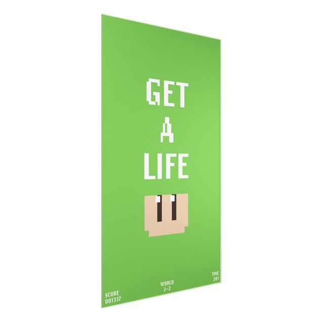 Green art prints Video Game Text Get A Life In Green