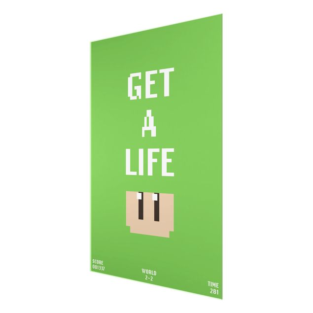 Glas Magnetboard Video Game Text Get A Life In Green