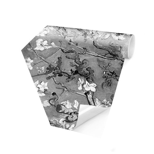 Art style Vincent Van Gogh - Almond Blossom Black And White