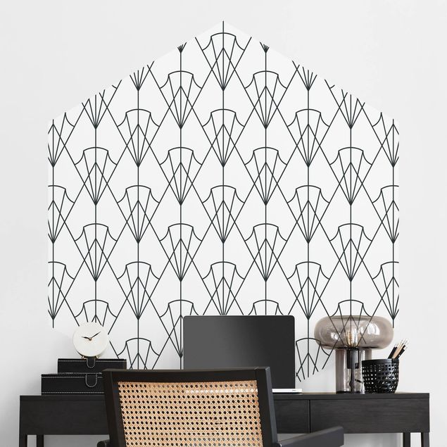 Geometric pattern wallpaper Vintage Art Deco Pattern Arrows XXL Black