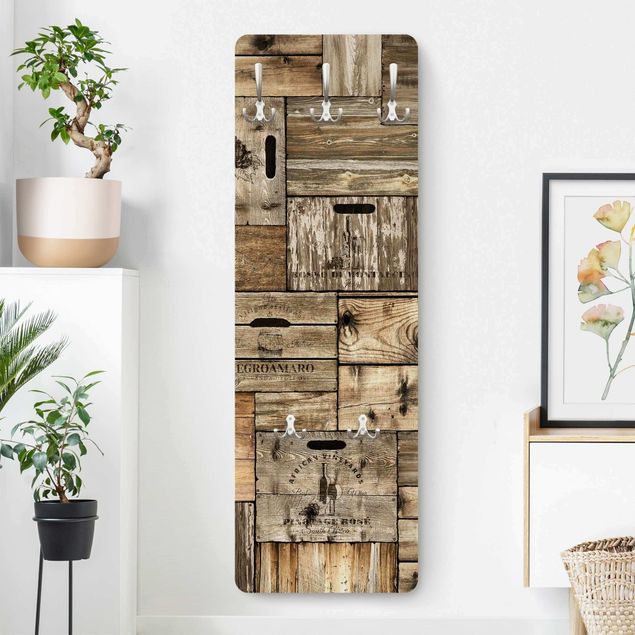 Wooden wall mounted coat rack Vintage Wooden Crates