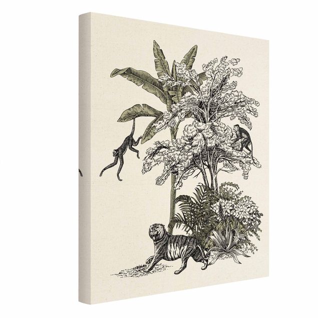 Prints animals Vintage Illustration - Climbing Monkeys