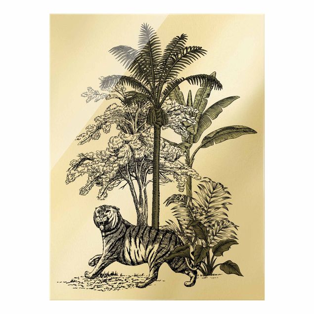 Prints flower Vintage Illustration - Proud Tiger