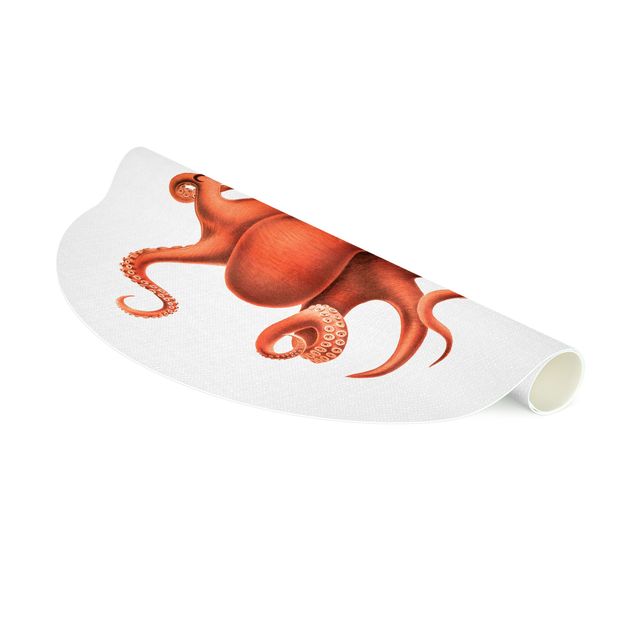 Nature rugs Vintage Illustration Red Octopus