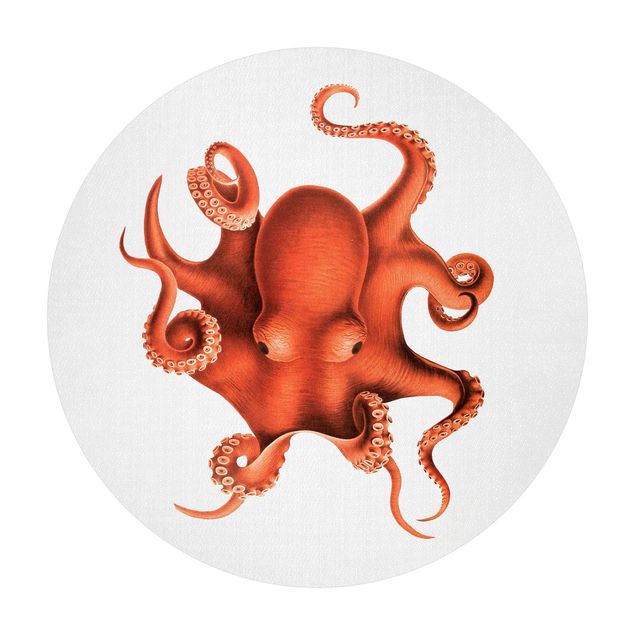 Gal Design Vintage Illustration Red Octopus