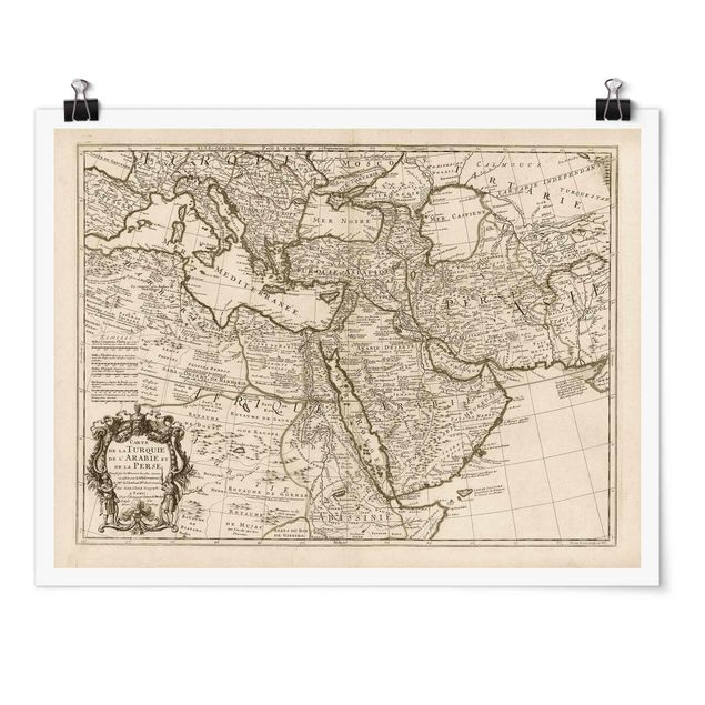 Art posters Vintage Map The Middle East