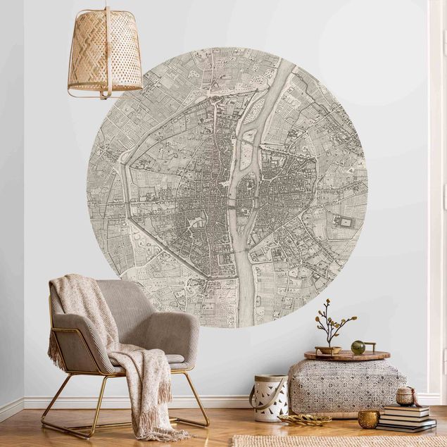 Contemporary wallpaper Vintage Map Paris