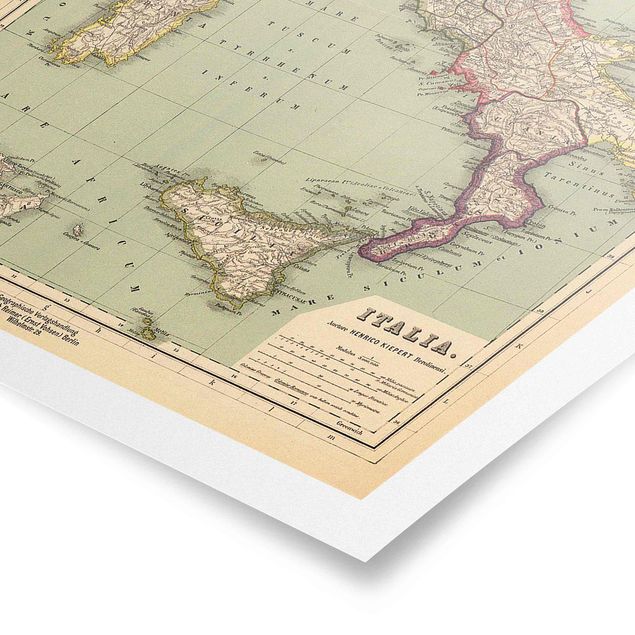 Prints multicoloured Vintage Map Italy