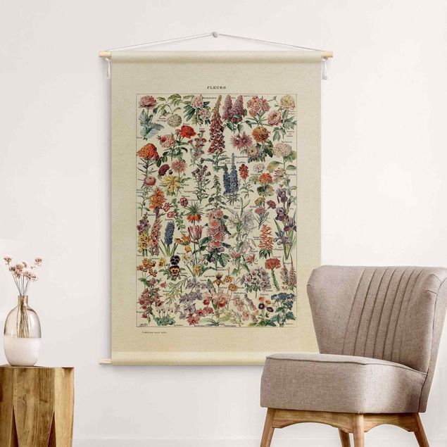 extra large tapestry Vintage Teaching Illustration Flower V