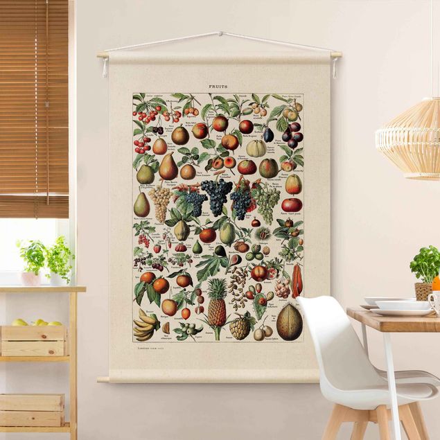 vintage wall tapestry Vintage Teaching Illustration Fruit